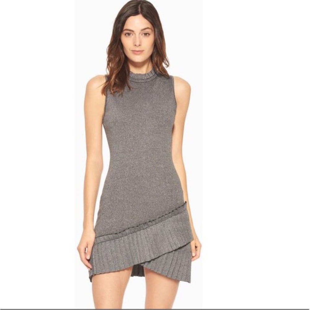 Parker Sleeveless Ribbed Knit Dress in Gray